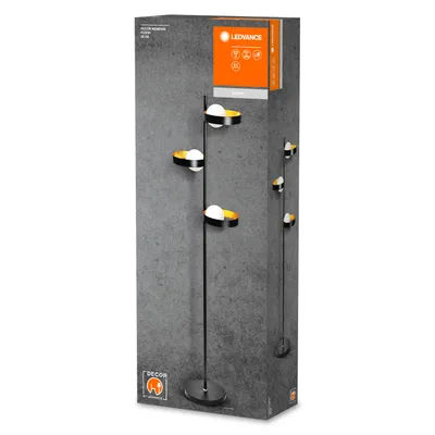 Produktbild von Ledvance Stehleuchte Decor Memphis Floor Glas Schwarz/Gold 148cm max. 3 x 28W G9
