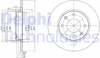 Produktbild von 2x DELPHI Bremsscheibe BG2213 passend für PEUGEOT 206 Schrägheck (2A/C) 34mm