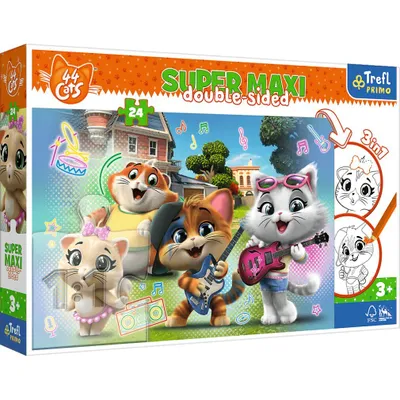 Produktbild von TREFL Doppelseitiges Puzzle 44 Katzen SUPER MAXI 24 Teile