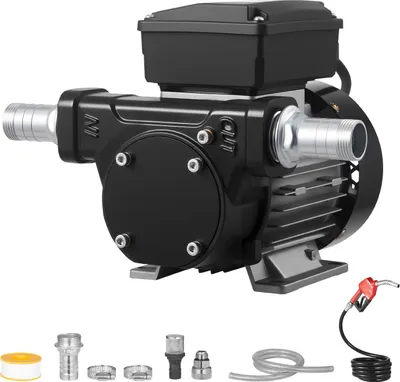 Image de Pompe à carburant - Pompe de transfert électrique pour diesel - 230 V - Débit de 60 l/min - Pistolet à arrêt automatique - Hauteur de refoulement de 13,7 m - Pour diesel/kérosène/biodiesel - 2 tuyaux