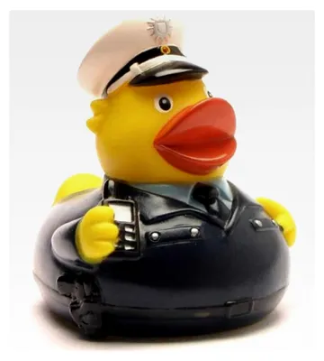 Produktbild von Badeente Polizei - Quietscheente Polizist - L: 7,5 cm - Quietscheentchen - Geschenk für Beamte - Präsent für Sammler