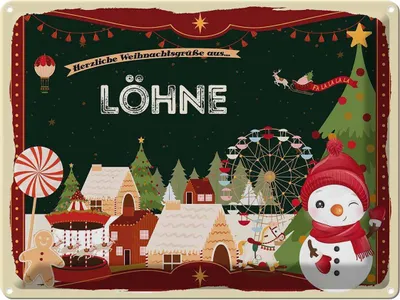 Produktbild von vianmo Blechschild 30x40 cm Weihnachtsgrüße aus Löhne Weihnachten Fest