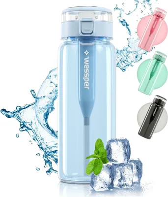 Produktbild von Wessper Tritan Trinkflasche 680 ml Blau mit Aktivkohlefilter – Sport Wasserflasche