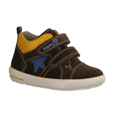Produktbild von Superfit Moppy 0003523000 Jungen Halbschuh, Braun/Blau, Leder/Textil, - Kinderschuhe Lauflernschuhe Gr. 18 - 26, Braun, leder/textil (velour)