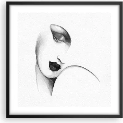 Produktbild von Gerahmtes Poster - Schwarzer Rahmen - Porträt Frau Skizze - 50x50 cm - Wand Bild - Wanddeko - Wandbilder - Kunstposter - Wandposter - Bilderrahmen - Bilder - Kunstdruck - P2BAC50x50-4475