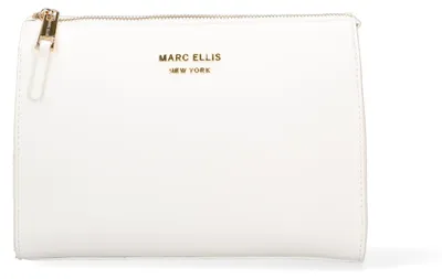 Immagine prodotto di Pochette da donna, marchio Marc Ellis, colore nero e oro, materiale: poliuretano, chiusura con zip, tracolla a catena, dimensioni: 23 cm