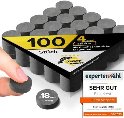 Obrázok produktu pre Malé čierne keramické magnetky s hrúbkou 18 x 5 mm
