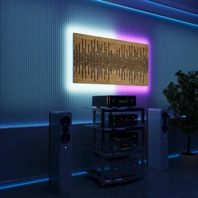 Immagine prodotto di Set da 2 pannelli acustici a LED con RGB Glow per Echo Control | Pannelli fonoassorbenti con retroilluminazione | 2x WAVE - Grouped | Rovere