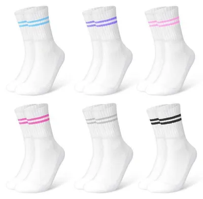 Immagine prodotto di Calzini da tennis da donna, in cotone, con fodera in pile, suola traspirante, con due strisce, taglia 35-38