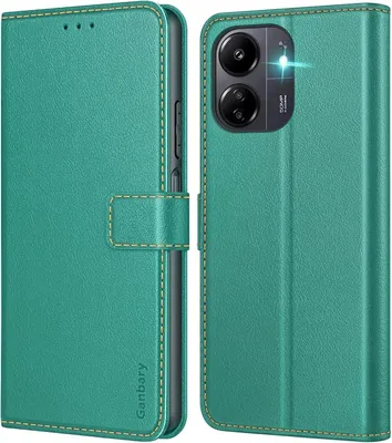 Immagine prodotto di Xiaomi Redmi 13C / Poco C65 Custodia del telefono cellulare in pelle Flip Cover Blu Verde