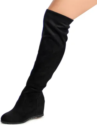 Produktbild von topschuhe24 993 Damen Stiefel Overknee Keilabsatz, Farbe:Schwarz, Größe:40 EU