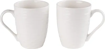 Produktbild von PRIMA DECO 2er Set 330 ml Porzellanbecher für Kaffee Tee Geschenk ecru Prägung