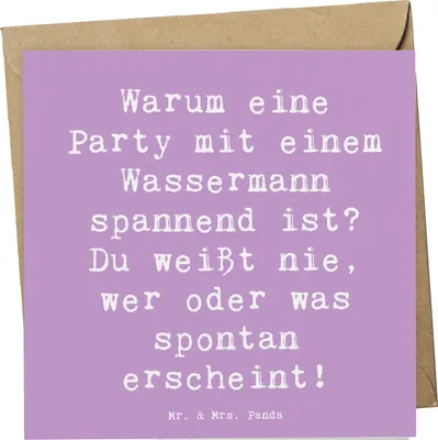 Produktbild von Mr. & Mrs. Panda Grußkarte Spruch Wassermann Party - Lavendeltraum - Geschenk, Horoskop, Überraschung, anlasskarte, Geschenke Sternzeichen, Astrologie, Spontanität