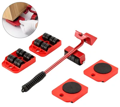 Produktbild von Möbelheber Transportroller Set, Möbeltransportrollen 5 Teilig, Möbelgleiter für Schwere Möbel, 4 Möbelroller & 1 Lastenheber, 360 Grad Drehbar Rads
