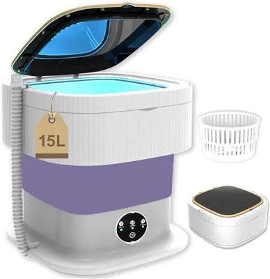 Productafbeelding van LIROPAU Draagbare Mini Wasmachine 15L, Camping Wasmachine met Centrifuge