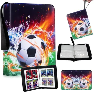 Produktbild von Sammelalbums Fußball Karten, 400 Karten Kapazität, 50 Seiten mit 4 Taschen pro Seite Fußball Sammelalbum Karten, Tragbar Sammelkartenalbum
