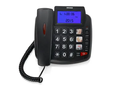Produktbild von Brondi Bravo 90, Analoges Telefon, Kabelgebundenes Mobilteil, Freisprecheinrichtung, 0 Eintragungen, Anrufer-Identifikation, Schwarz