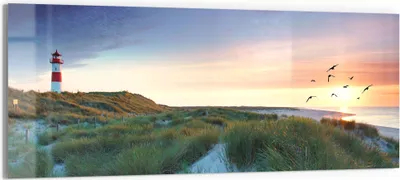 Produktbild von DEQORI Glasbild Echtglas 150x60 cm 'Küstenpanorama' Wandbild Bild modern Deko
