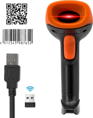 Zdjęcie produktu dla Przenośny skaner kodów kreskowych 1D/2D/QR, 2,4 G, bezprzewodowy, USB, przewodowy, czytnik kodów kreskowych, skanowanie ręczne/ciągłe, czujnik obrazu CMOS, obsługa kodu papierowego/kodu ekranowego PDF417, kompatybilny z systemami Windows, Android, MacOS, Linux dla supermarketów, bibliotek, logistyki, magazynów detalicznych