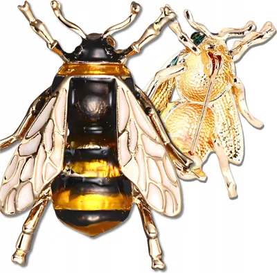 Produktbild von EDIBAZZAR | Goldene Biene-Insekten-Wespen-Brosche im Boho-Retro-Stil mit Strasssteinen in hoher Qualität