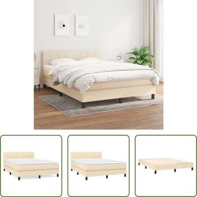 Produktbild von The Living Store Boxspringbett mit Matratze Creme 140x190 cm Stoff