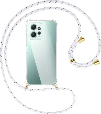 Produktbild von Handykette Backcover-Schutzhülle mit Band (Metall goldfarben) für Xiaomi Redmi Note 12 4G (6.67'') - weiß/grau