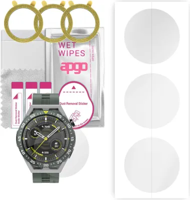 Produktbild von apgo 3 Stück Schutzfolie, klar, kompatibel mit Huawei Watch GT 3 SE Smartwatch, Hydrogel Displayschutzfolie mit Positionierhilfe, Displayfolie, robust und kratzfest