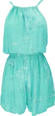 Produktbild von Kurzer Luftiger Batik Overall im Boho Style, Einteiler - Türkis, Damen, Viskose, Shorts, Leggings
