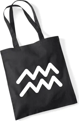 Produktbild von Huuraa Jutebeutel Wassermann Sternzeichen Zeichen 10 Liter Black Baumwolle Tasche Geschenkidee