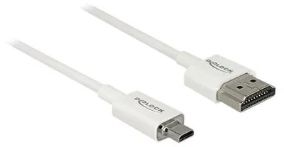 Imagen del producto de DELOCK 85149, 1 metro, HDMI Tipo A (estándar), HDMI Tipo D (micro), 3840 x 2160 píxeles, compatible con 3D, color blanco