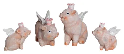 Immagine prodotto di Set di 4 pezzi di maialino con ali - statuetta decorativa