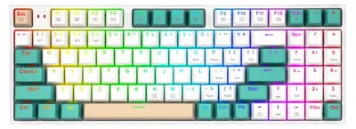 Zdjęcie produktu dla REDRAGON K643GWC-RGB-PRO Veigar Pro, Przewodowy i Bezprzewodowy, USB + RF Wireless + Bluetooth, Mechaniczna, Biały, Zielony
