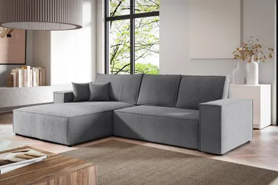 Produktbild von Ecksofa Schlafsofa LEVIO Stoff ARAGON Grau Ottomane Links