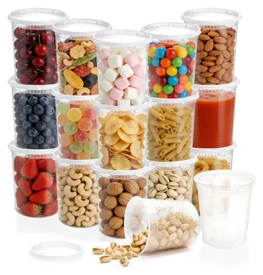 24 runde Vorratsdosen 32 oz mit Deckel, stapelbar, BPA-frei