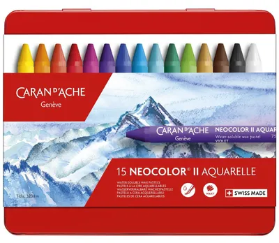 Productafbeelding van Caran d'Ache d'Ache 7500.315 Neocolor II pastelkrijtjes, metalen etui met 15 kleuren, éénheid