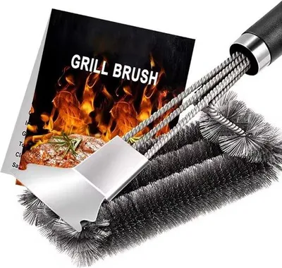 Produktbild von Grillreinigungsbürste 2 in 1 - Barbecue Stahlbürste - Grillbürste - RVS - Silber - 2 in 1 - 2er Set