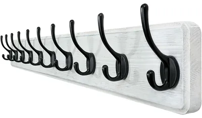 Wandgarderobe 98 cm mit 10 Haken, Holz, schwarz-weiß