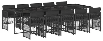 Produktbild von vidaXL 11-tlg. Garten-Essgruppe mit Kissen Schwarz Poly Rattan