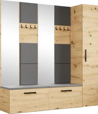 Produktbild von Masseno Garderobe-Set MODULO 201,2/204/40 cm Modern Garderobenschrank Eiche Artisan