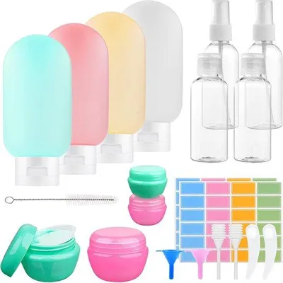 Produktbild von Famanu Reiseflaschen-Set 22 Stück - Auslaufsichere Silikonbehälter