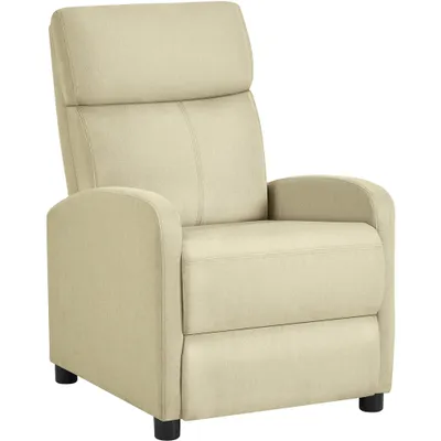 Produktbild von Yaheetech Relaxsessel Beige, Leinenstoff, verstellbare Beinablage, weich gepolstert mit Rücken- & Kopfstütze, Armlehnen, 3 Entspannungsarten, 120 kg, 87L x 61.5B x 99H cm