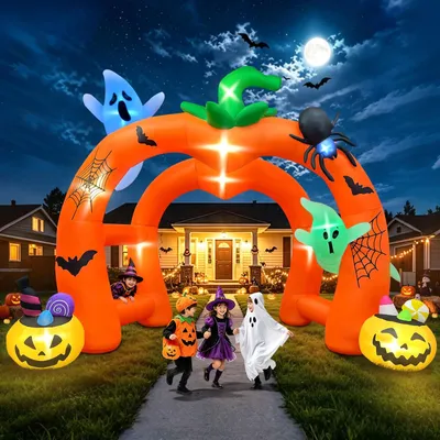 Aufblasbarer Kürbis-Doppelbogen 3,65 m Halloween-Deko
