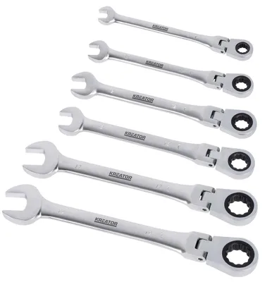 Zdjęcie produktu dla Klucz grzechotkowy KREATOR 6-częściowy zestaw - klucz 8-19 mm