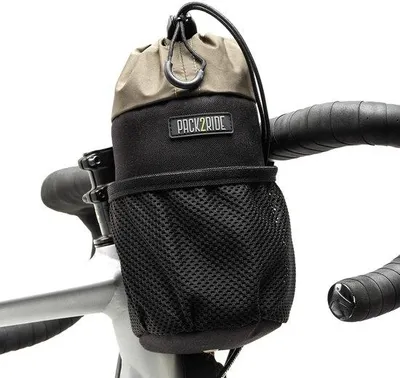 Immagine prodotto di Borsa da bici in Cordura - Idrorepellente, sostenibile, ampio scomparto per borraccia, bikepacking - Borsa da manubrio per escursioni in bici, nera