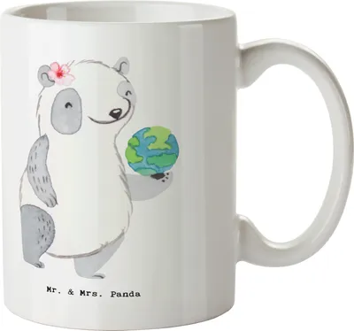 Produktbild von Mr. & Mrs. Panda Pott Touristikkauffrau Herz - Weiß - Geschenk, Kaffeetasse, Geschenktasse, Teetasse, Kaffeebecher, Teepott, Tasse