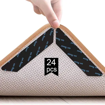 Produktbild von Teppichgreifer Antirutschmatte, 24 Stück doppelseitige Anti-Curling Rug Gripper, waschbarer und wiederverwendbarer, Rutschfester Teppichgriff für Hartholzböden, Teppiche und Matten
