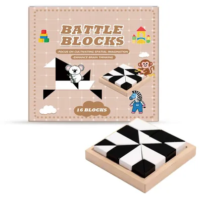 Obrázek produktu pro Stavebnicové puzzle, vzdělávací puzzle, stavebnice, bezpečná konstrukce, dvoubarevné kostky, rozvíjí soustředění, kreativitu a logické myšlení u dětí – puzzle*1