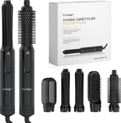 Image de Curliqe™ : Brosse soufflante – Airstyler – Brosse à boucles – Bigoudis – Multistyler 5 en 1 – Noir