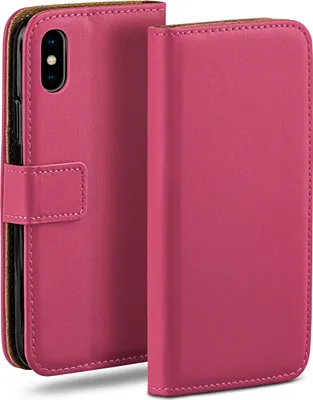 Produktbild von moex® Book Case kompatibel mit Apple iPhone X / iPhone XS - Hülle 360 Grad klappbar, Pink