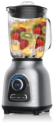 Image de Arendo, mixeur sur pied en acier inoxydable, 1400 watts, 24 000 tr/min, inclut un récipient en verre de 1,75 litres et un doseur